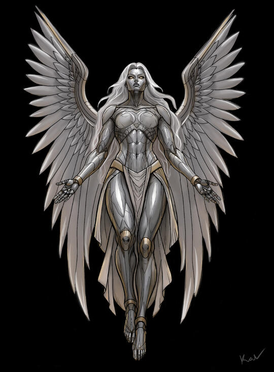 Full body, detailed armor, wings detail