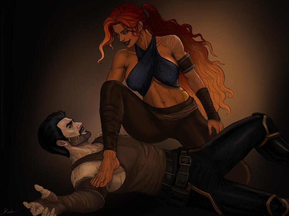 Couple art, full body, Thane x Lula